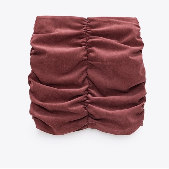 Zara marsala red draped ruched zip mini skirt saffron red - Picture 11 of 12